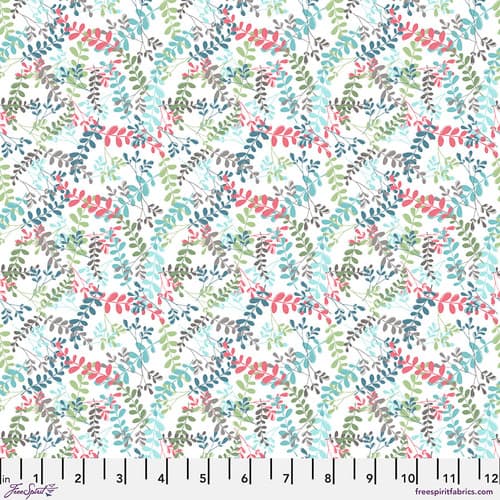 Snowy Weather - Leaves in White (Flannel Fabric)