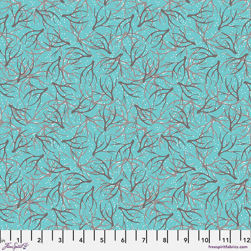 Snowy Weather - Antlers in Blue (Flannel Fabric)
