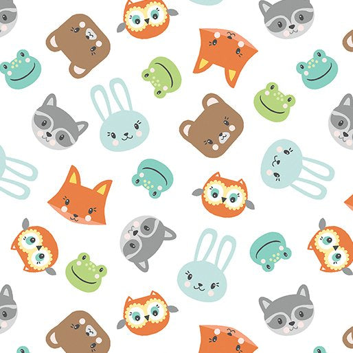 One Yard of Playhouse Pal - Tossed Pals in White