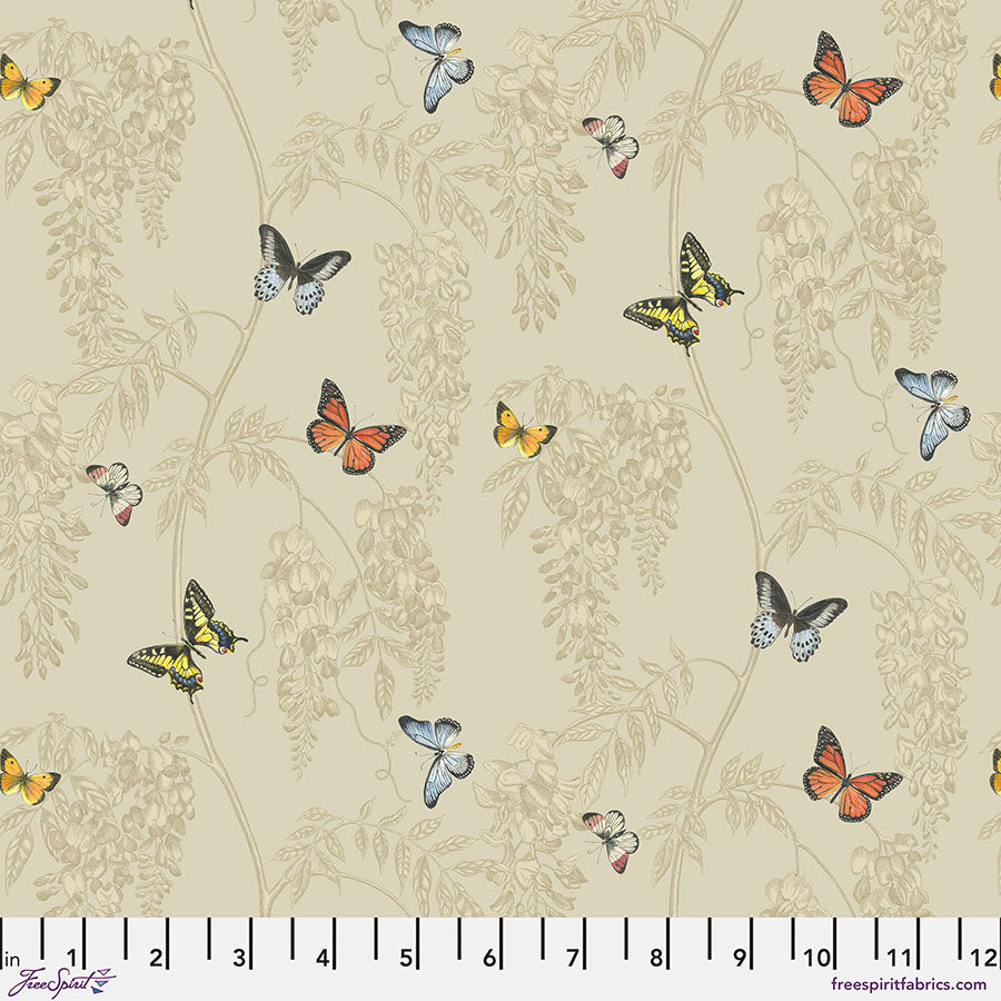 Woodland Blooms - Wisteria & Butterfly in Linen