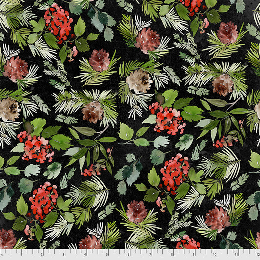 Christmastime -Evergreen Floral in Black Tim Holtz