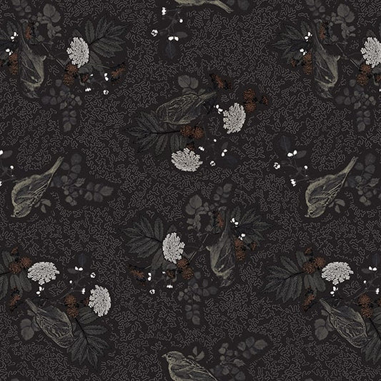 Nature's Whisper - Birds and Botanicals Tan on Black