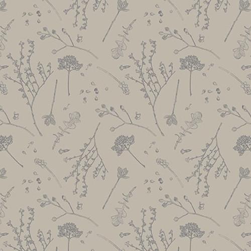 Nature's Whisper - Botanical in Grey on Tan
