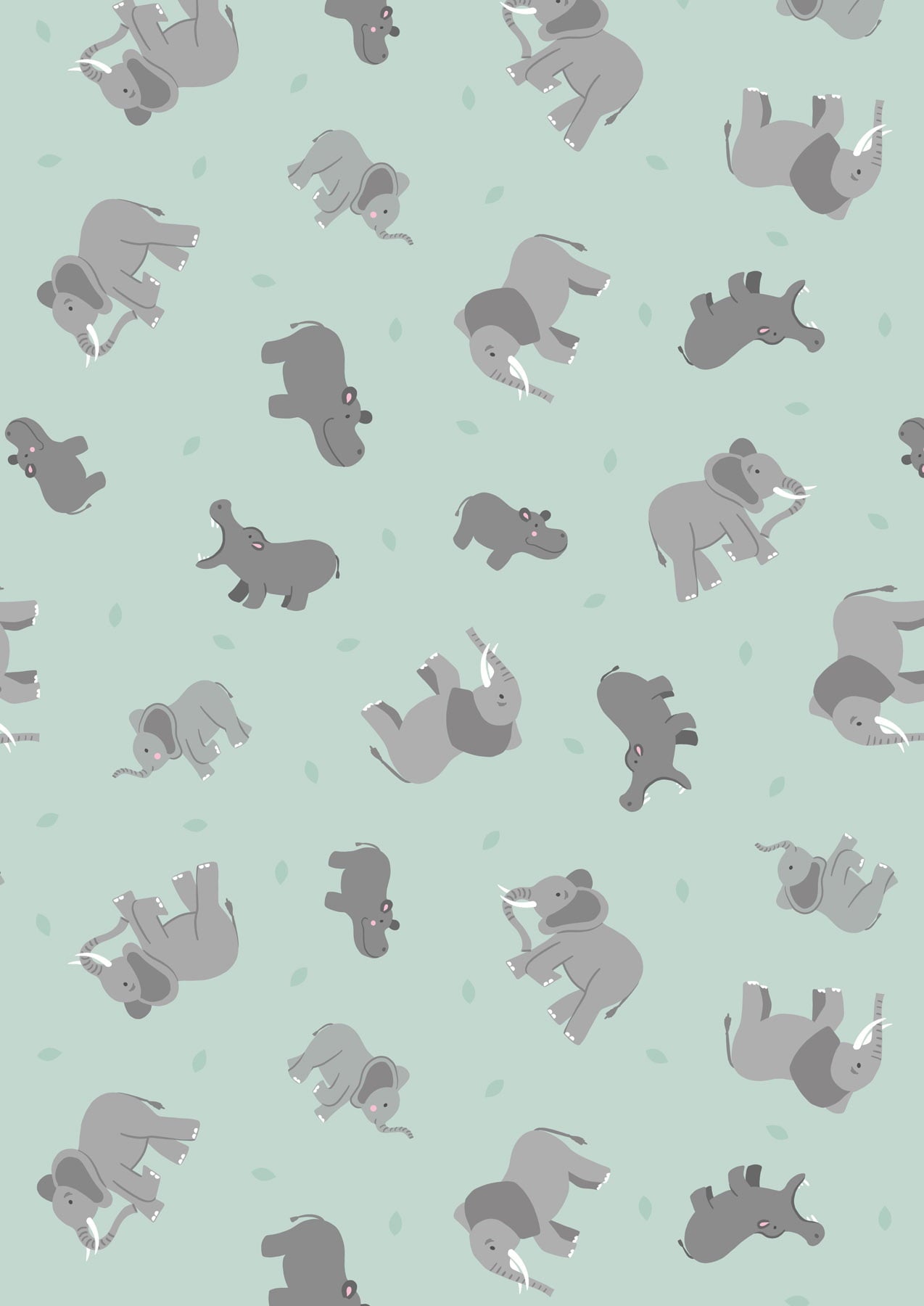 Small Things - Elephants & Hippos in Light Blue