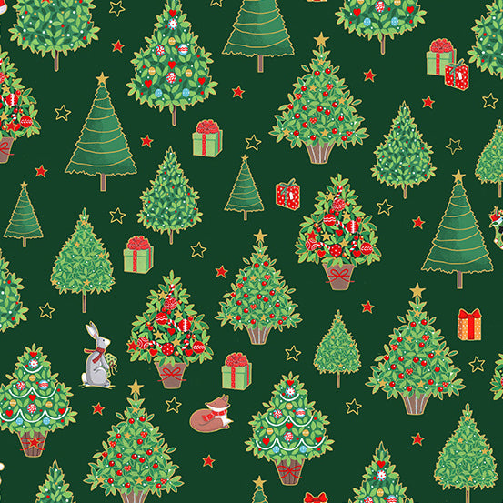 TP 2481 G Christmas Trees in Green