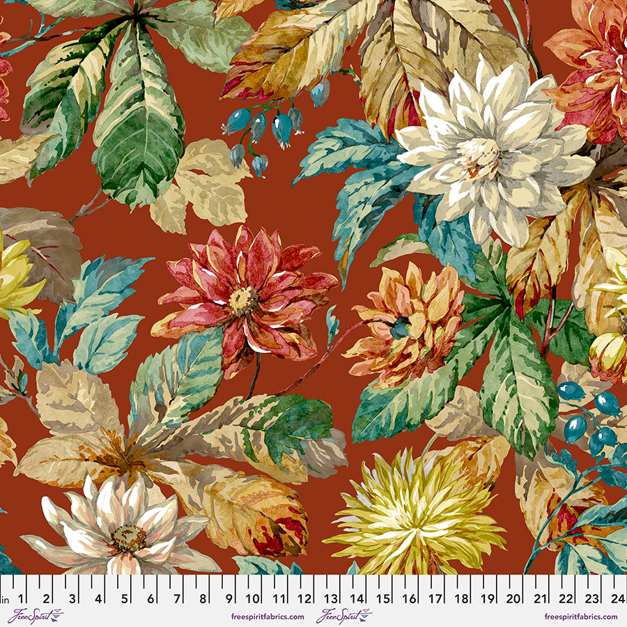 Woodland Blooms - Dahlia & Rosehip in Russet