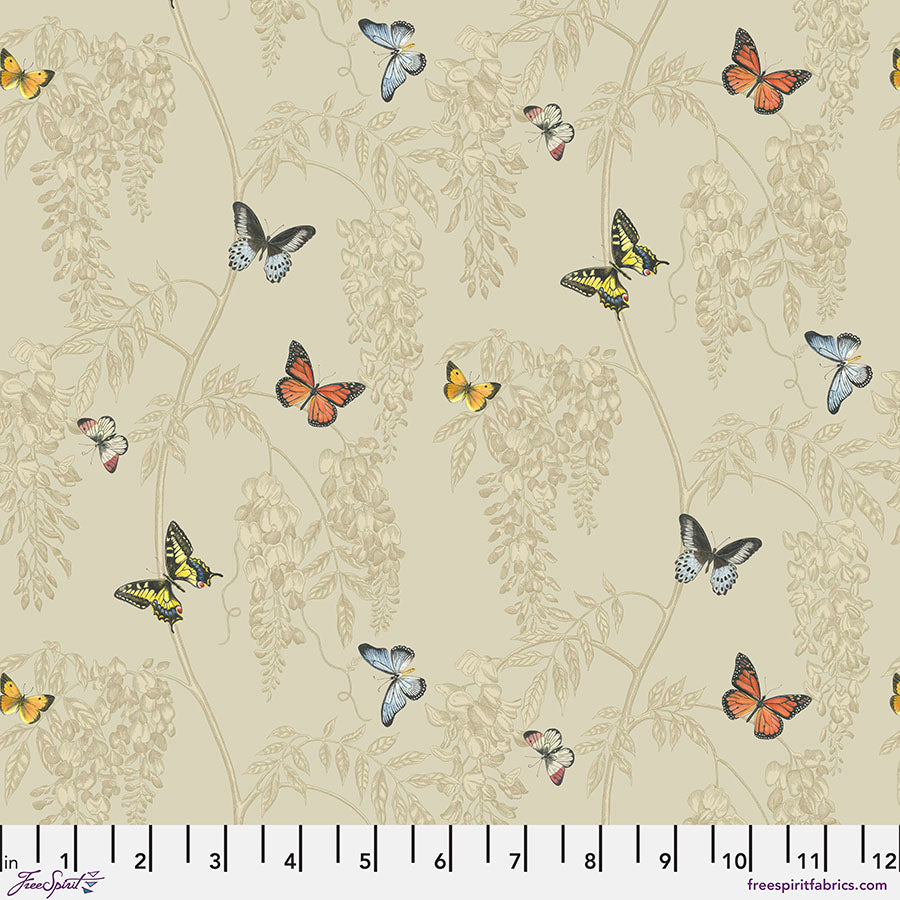 Woodland Blooms - Wisteria & Butterfly in Linen